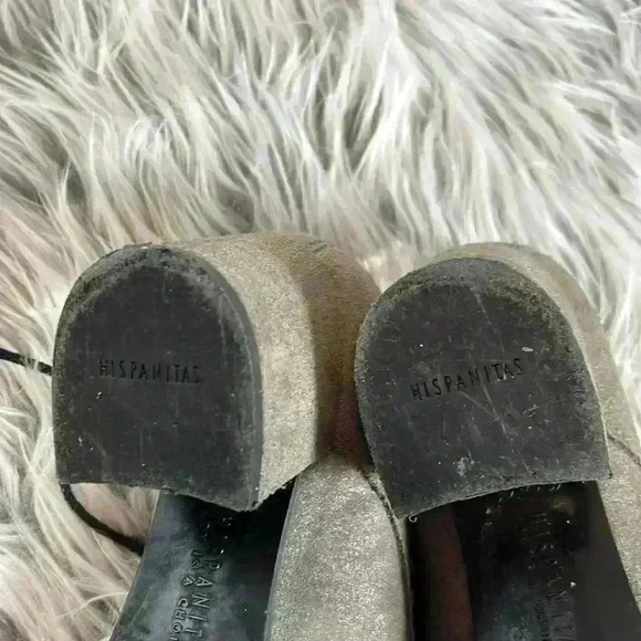 Hispanitas Beige/gray Suede Oxford Lace Up Low Heel Booties, EU 38 - Picture 10 of 10